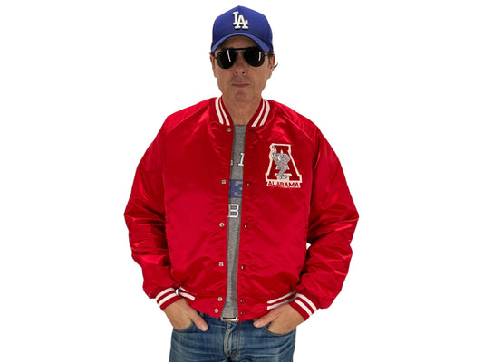Size Large. Alabama Crimson Tide Vintage 80s Satin Varsity Jacket by Chalk Line – Made in USA