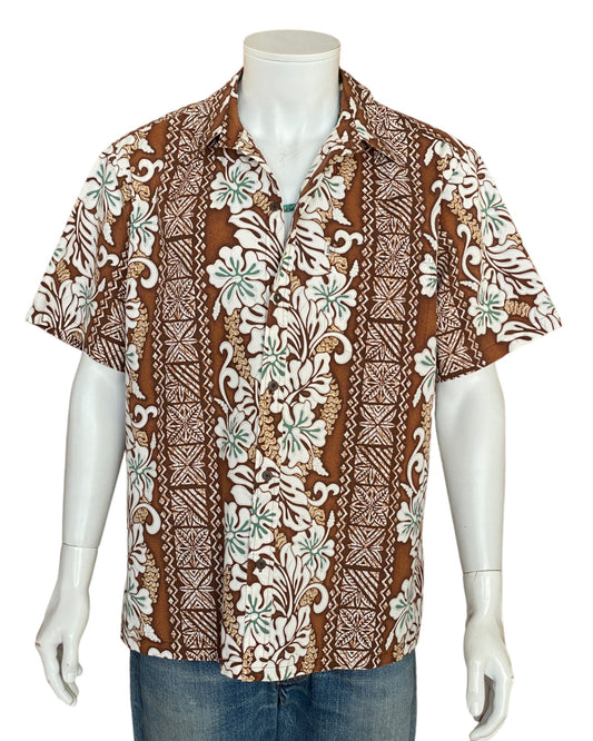 Large vintage 80s Hawaiian thin cotton shirt made in Hawaii - retro island fashion.