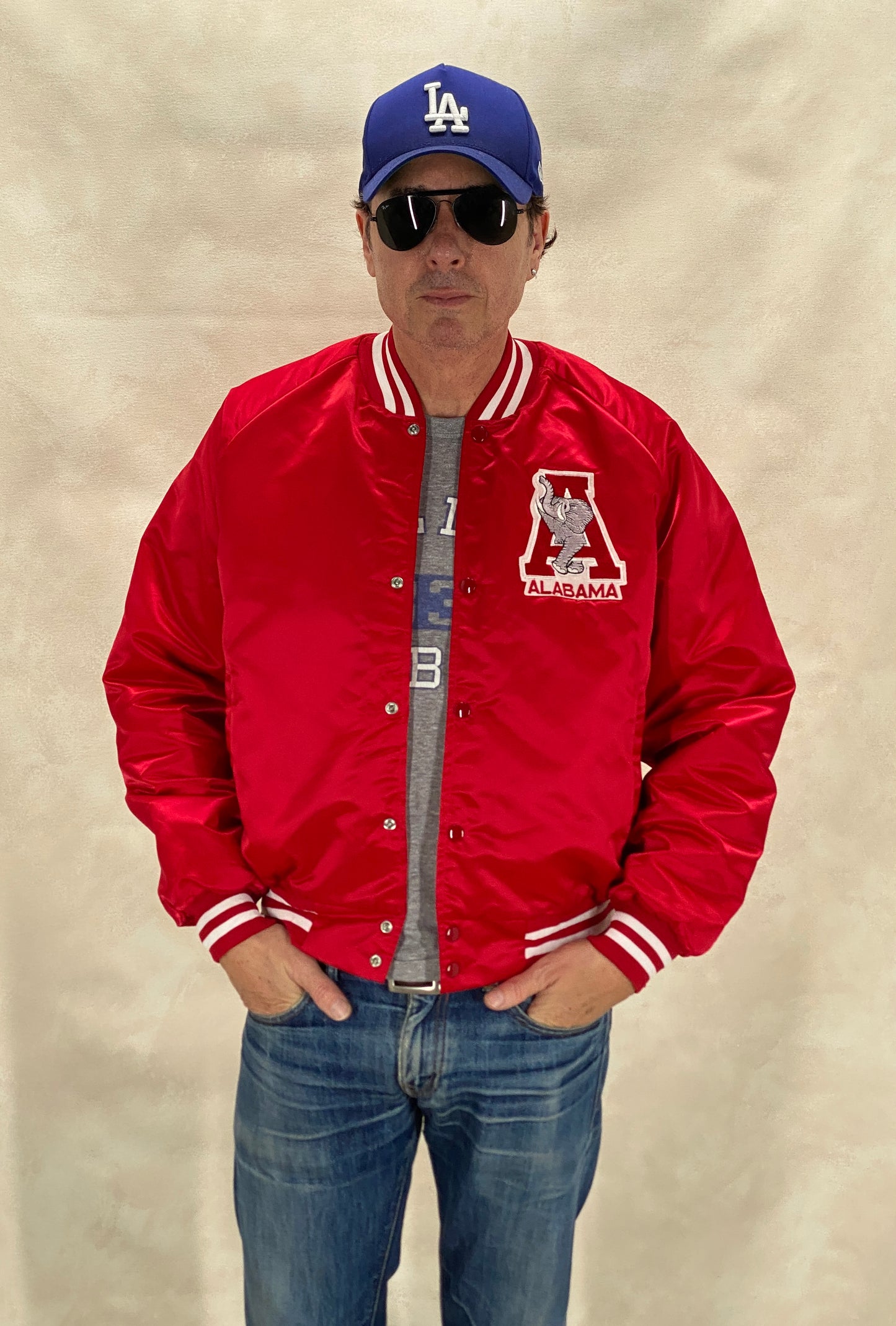 Size Large. Alabama Crimson Tide Vintage 80s Satin Varsity Jacket by Chalk Line – Made in USA