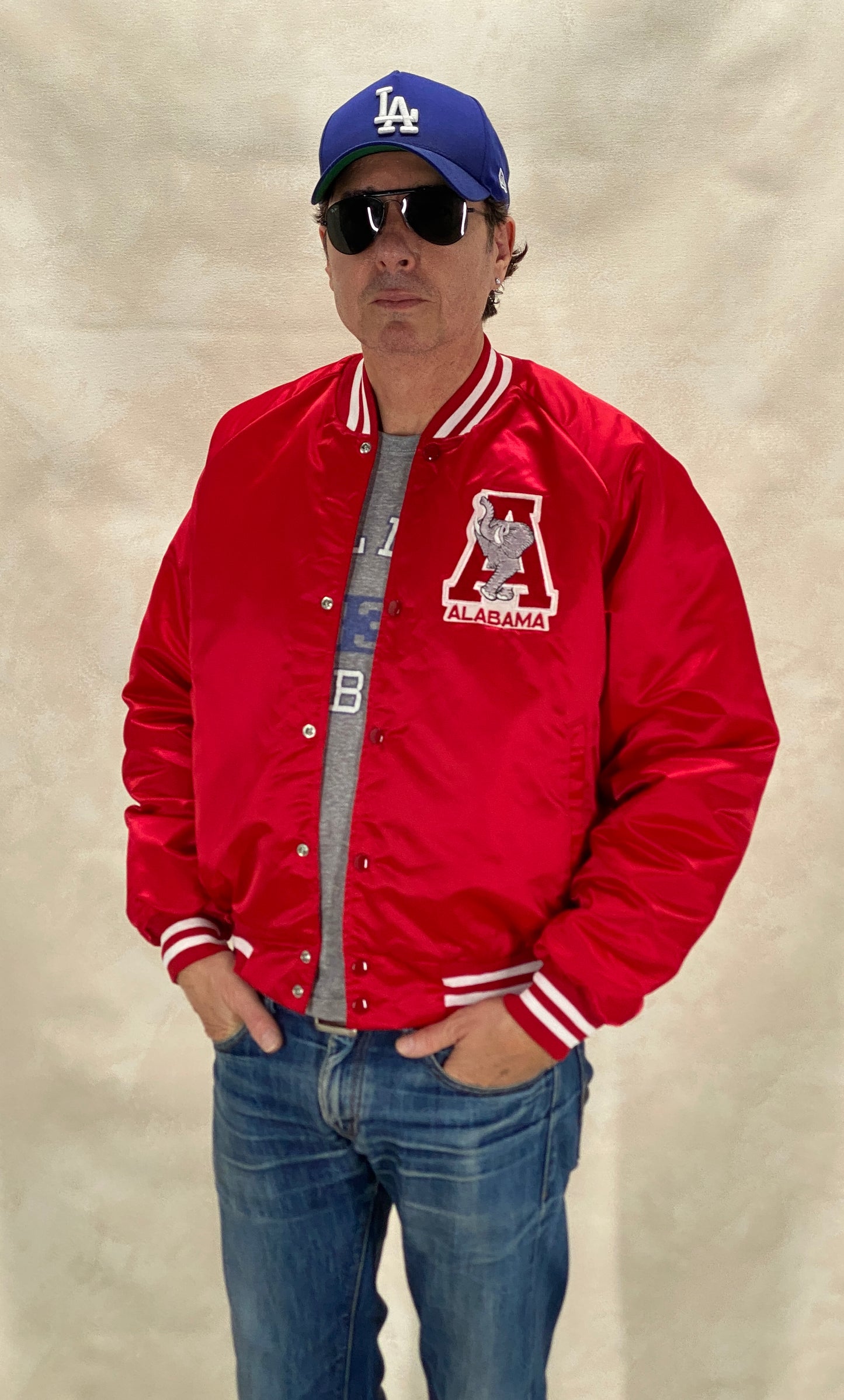Size Large. Alabama Crimson Tide Vintage 80s Satin Varsity Jacket by Chalk Line – Made in USA