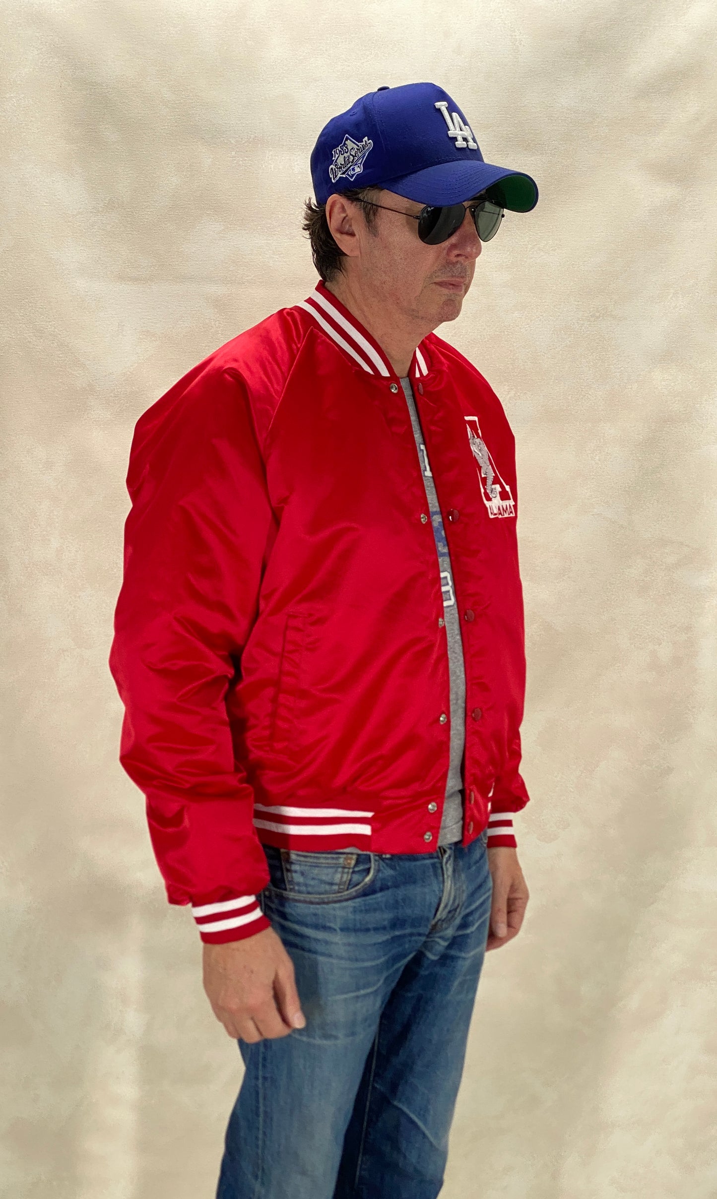 Size Large. Alabama Crimson Tide Vintage 80s Satin Varsity Jacket by Chalk Line – Made in USA