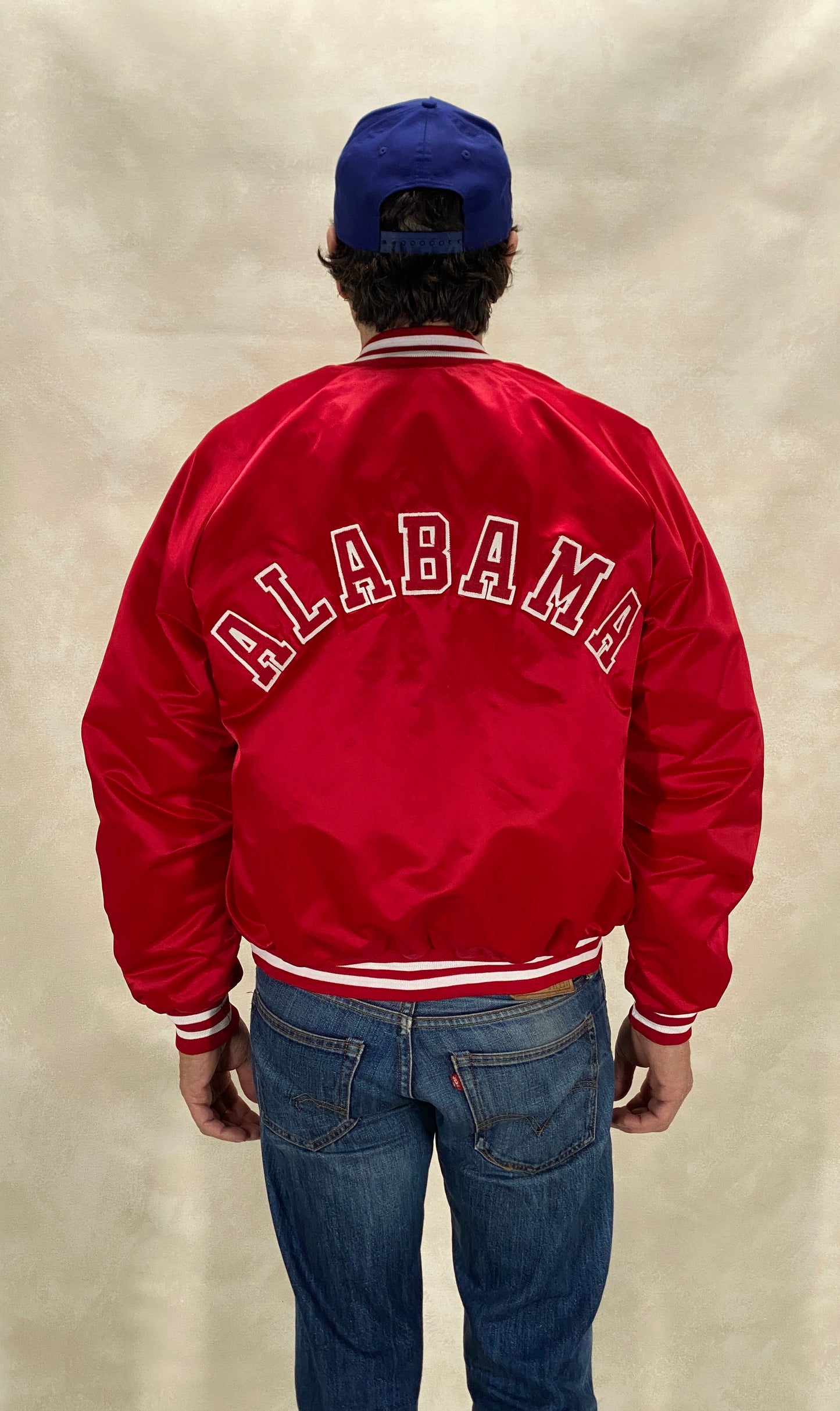 Size Large. Alabama Crimson Tide Vintage 80s Satin Varsity Jacket by Chalk Line – Made in USA