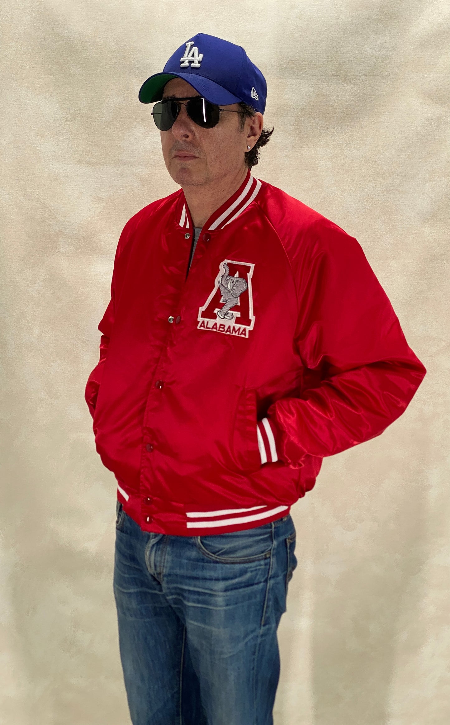 Size Large. Alabama Crimson Tide Vintage 80s Satin Varsity Jacket by Chalk Line – Made in USA