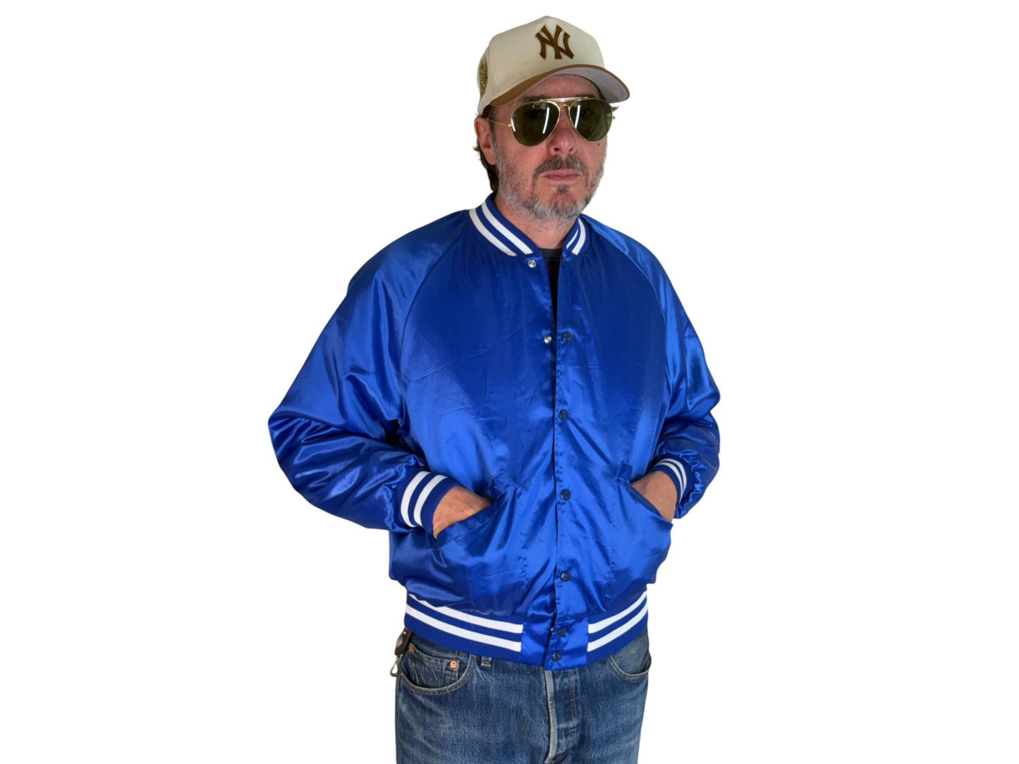 Size Med. Vintage 80s  Bluejays booster club  Satin Jacket made by King Louie In the USA