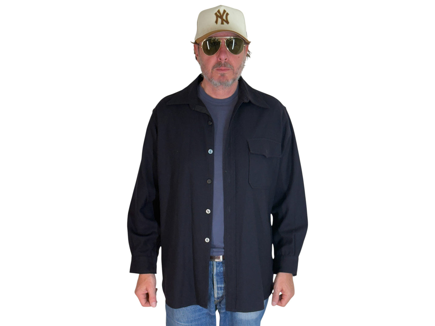 Size Large. Vintage 1940s US navy CPO (Chief Petty Officer)  wool shirt – 1 Pocket – USN Military Issue