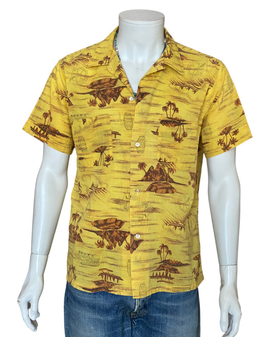 Medium Size Vintage 60s Hawaiian Shirt, Cotton, Made in USA - Retro Collectible