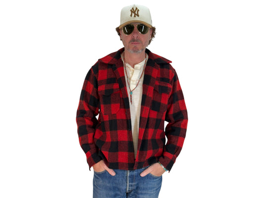 Size 40US / 50EU.  Authentic 50s USA-Made Heavyweight Wool Plaid Shirt