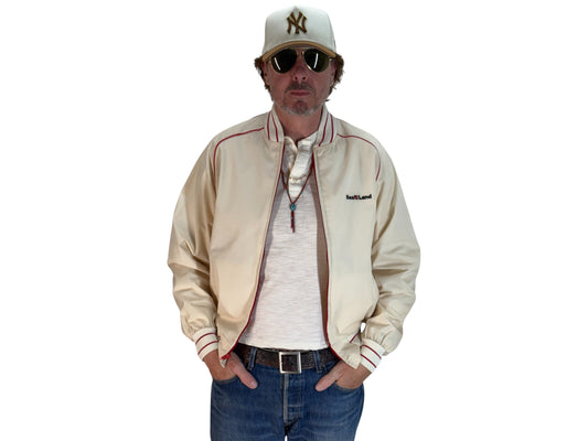Size Large, Vintage 80s  Lightweight Cotton-Blend Zip Jacket. Made in USA