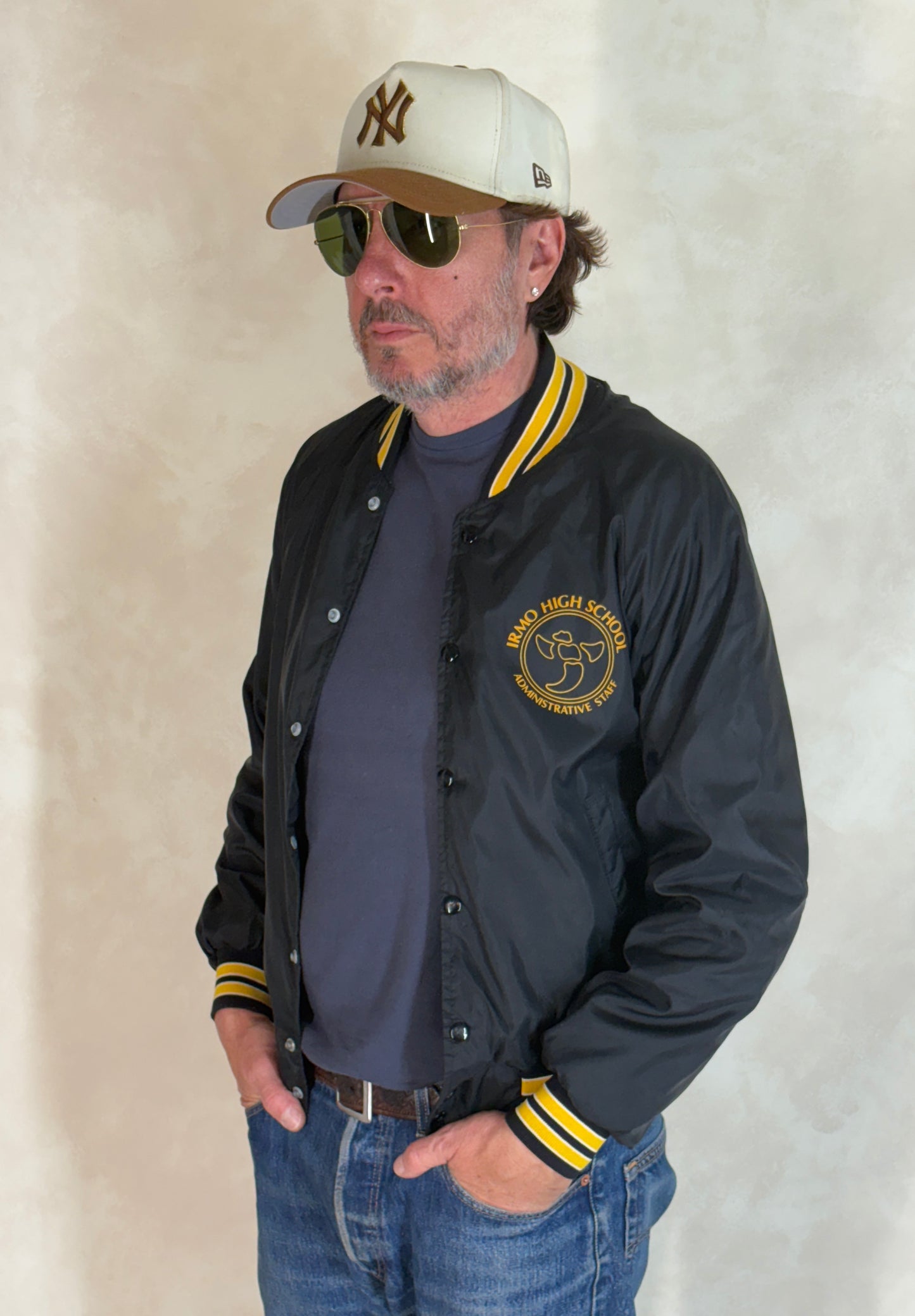 Size Small. Vintage black Satin Jacket Made In USA