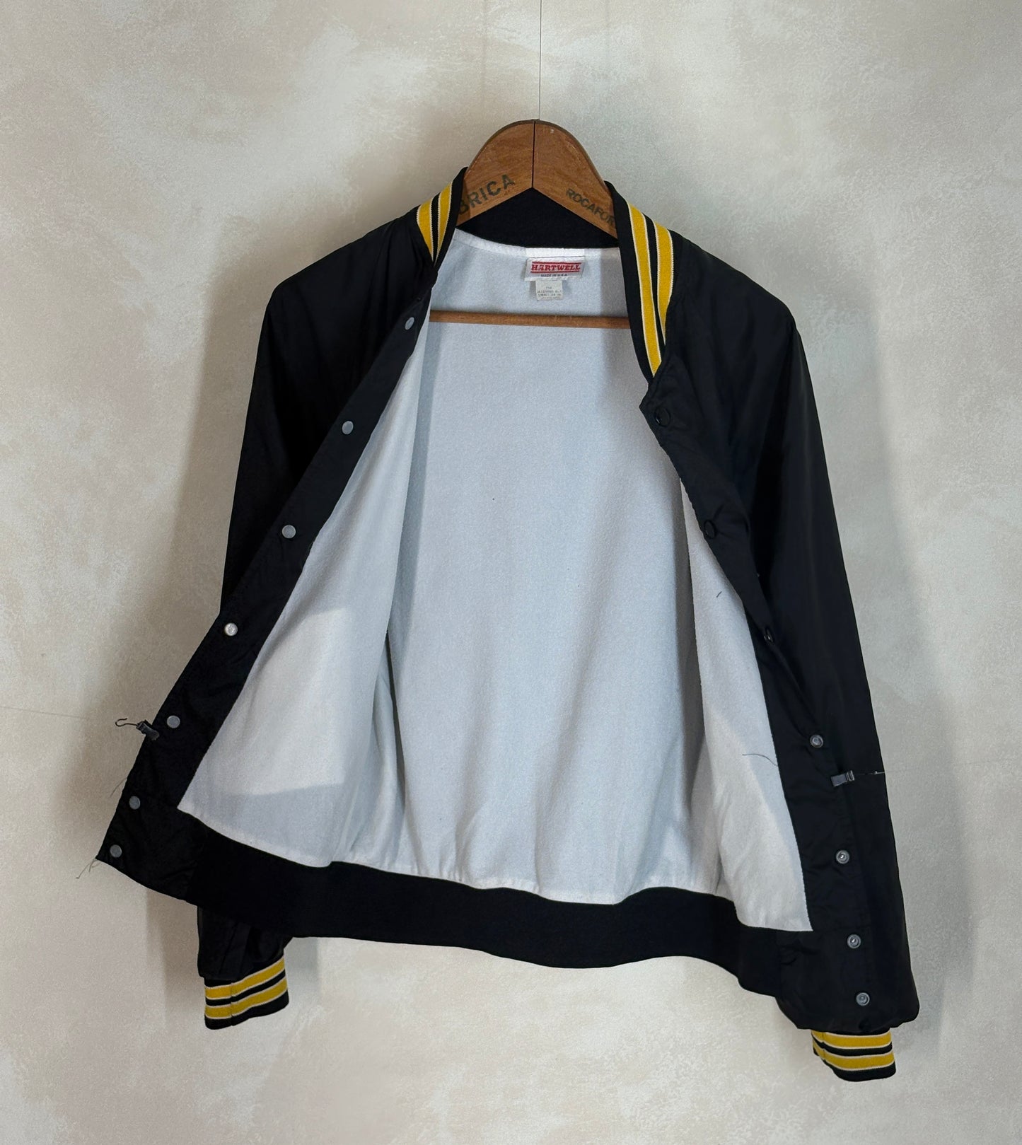 Size Small. Vintage black Satin Jacket Made In USA