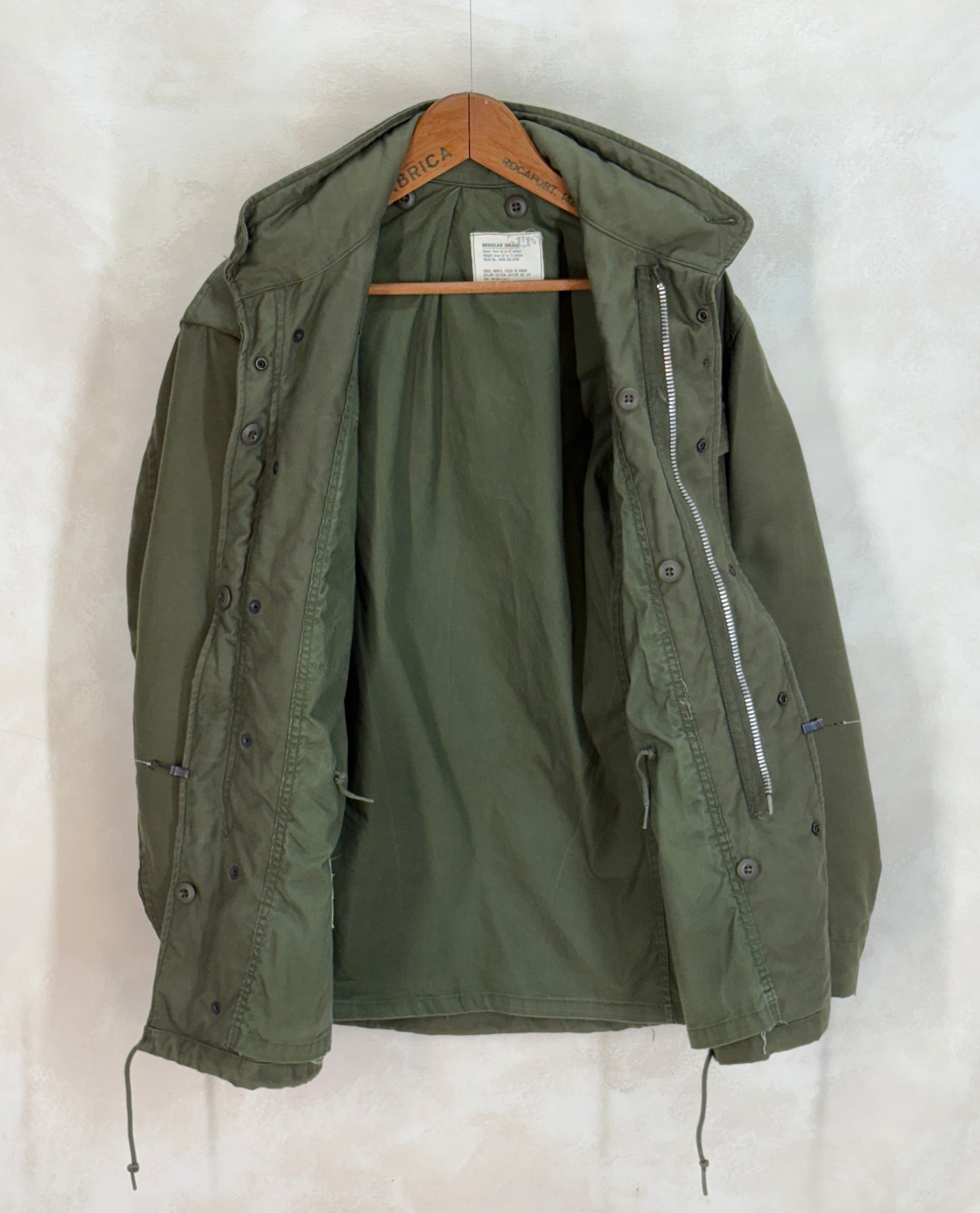Small Reg. Authentic 1968 US Army M-65 field jacket made by John Ownbey.  Military