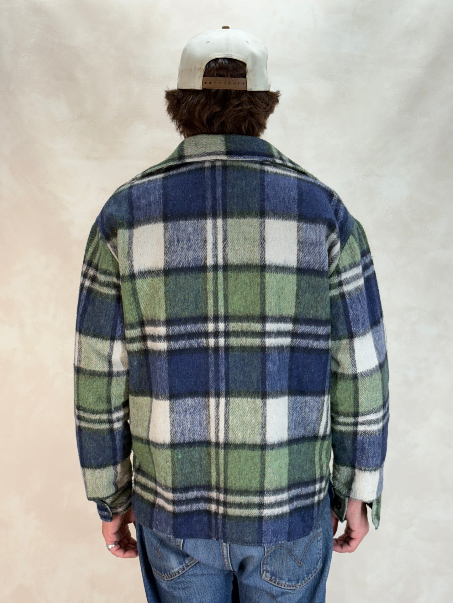 Large:  Vintage 70s heavy plaid jacket made by Kingsfield