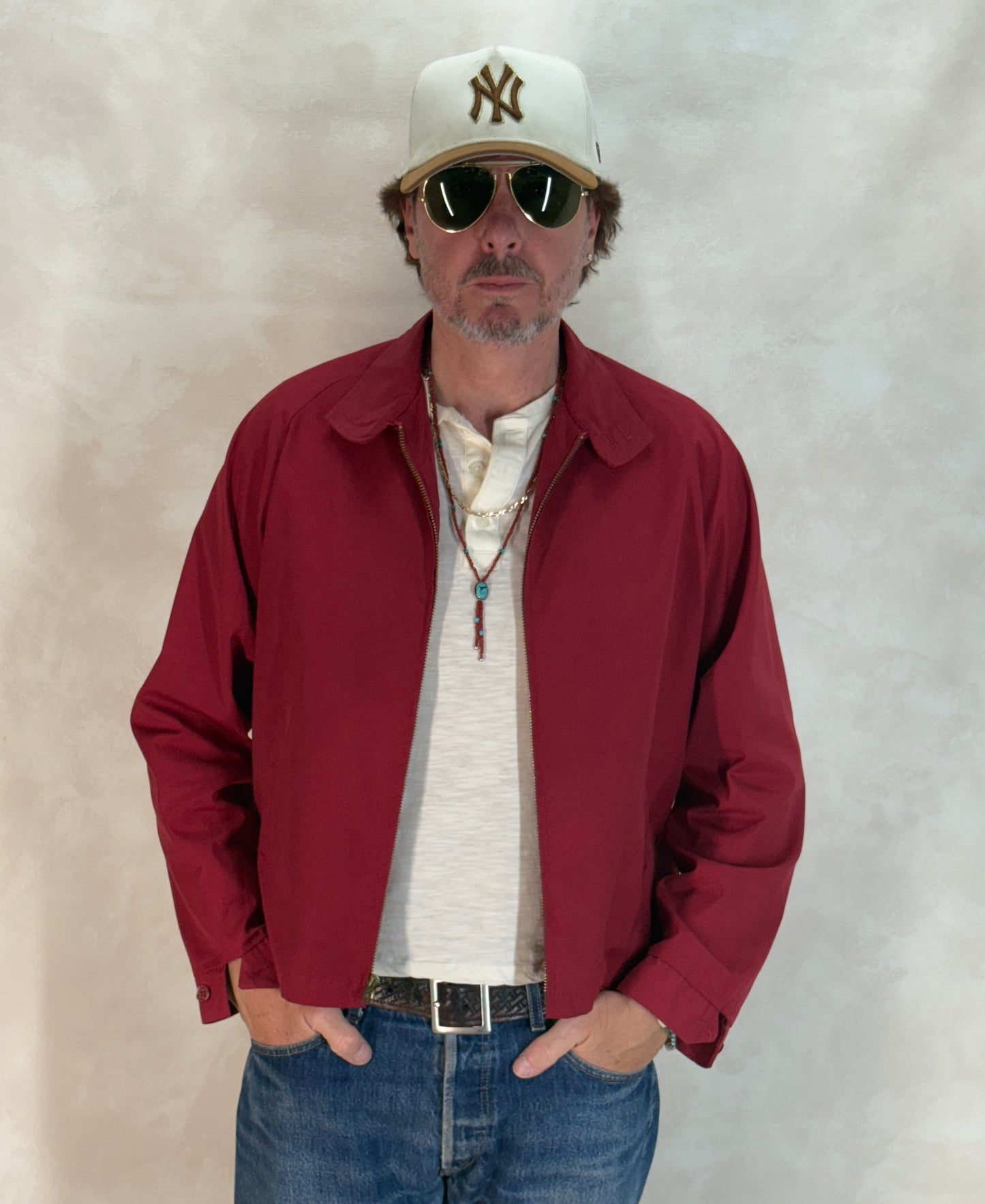 Size Med , Vintage 70s Lightweight Cotton-Blend Zip Jacket. Talon zipper