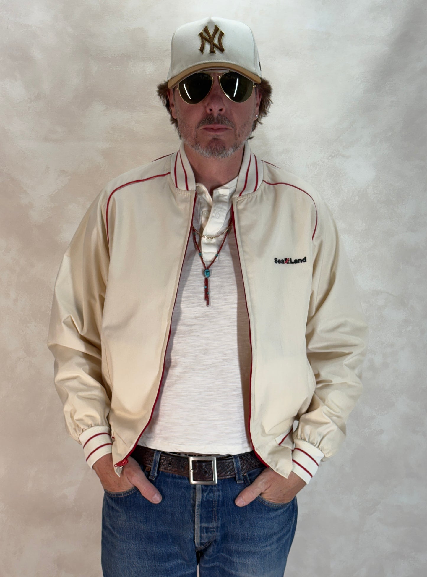 Size Large, Vintage 80s  Lightweight Cotton-Blend Zip Jacket. Made in USA
