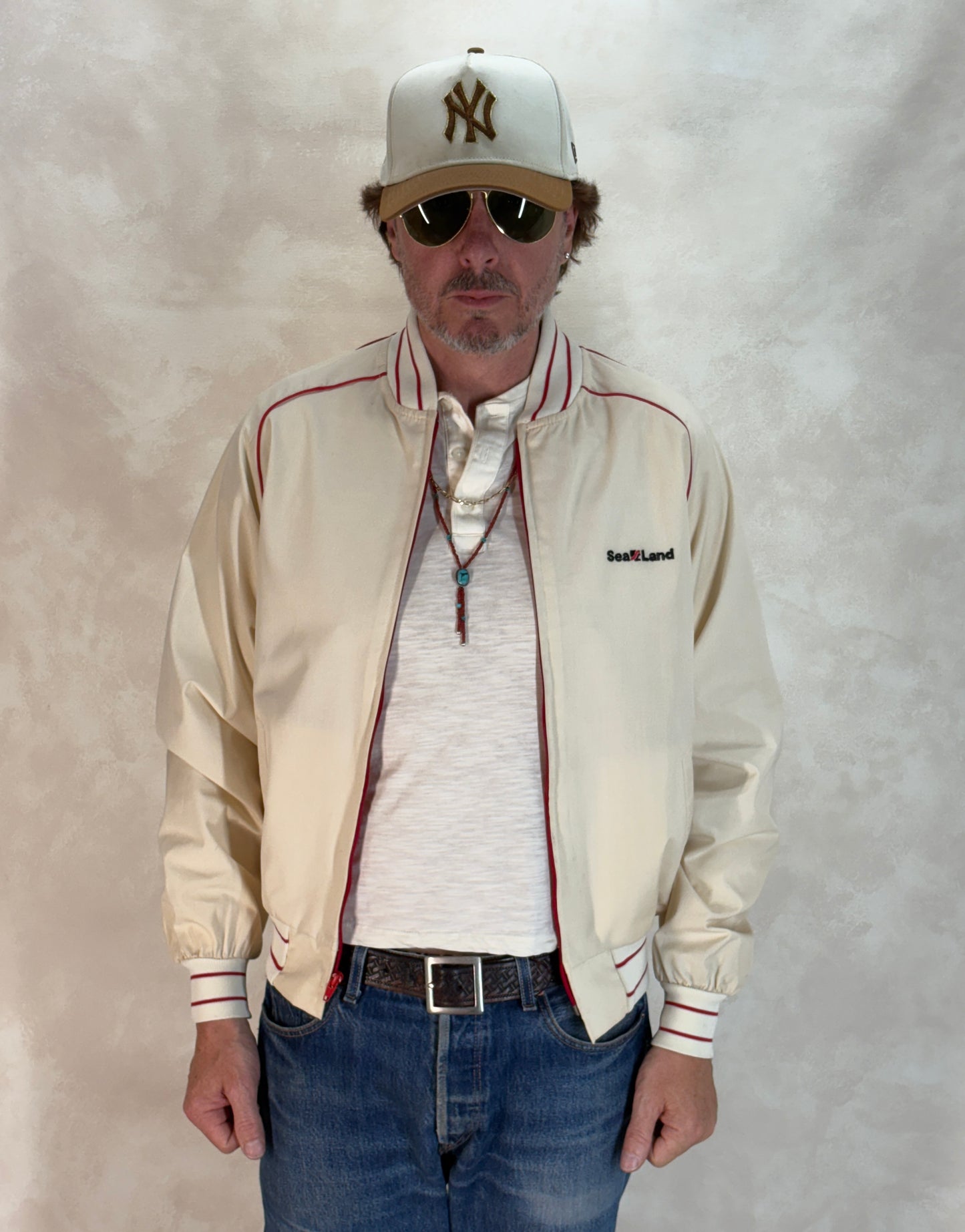 Size Large, Vintage 80s  Lightweight Cotton-Blend Zip Jacket. Made in USA