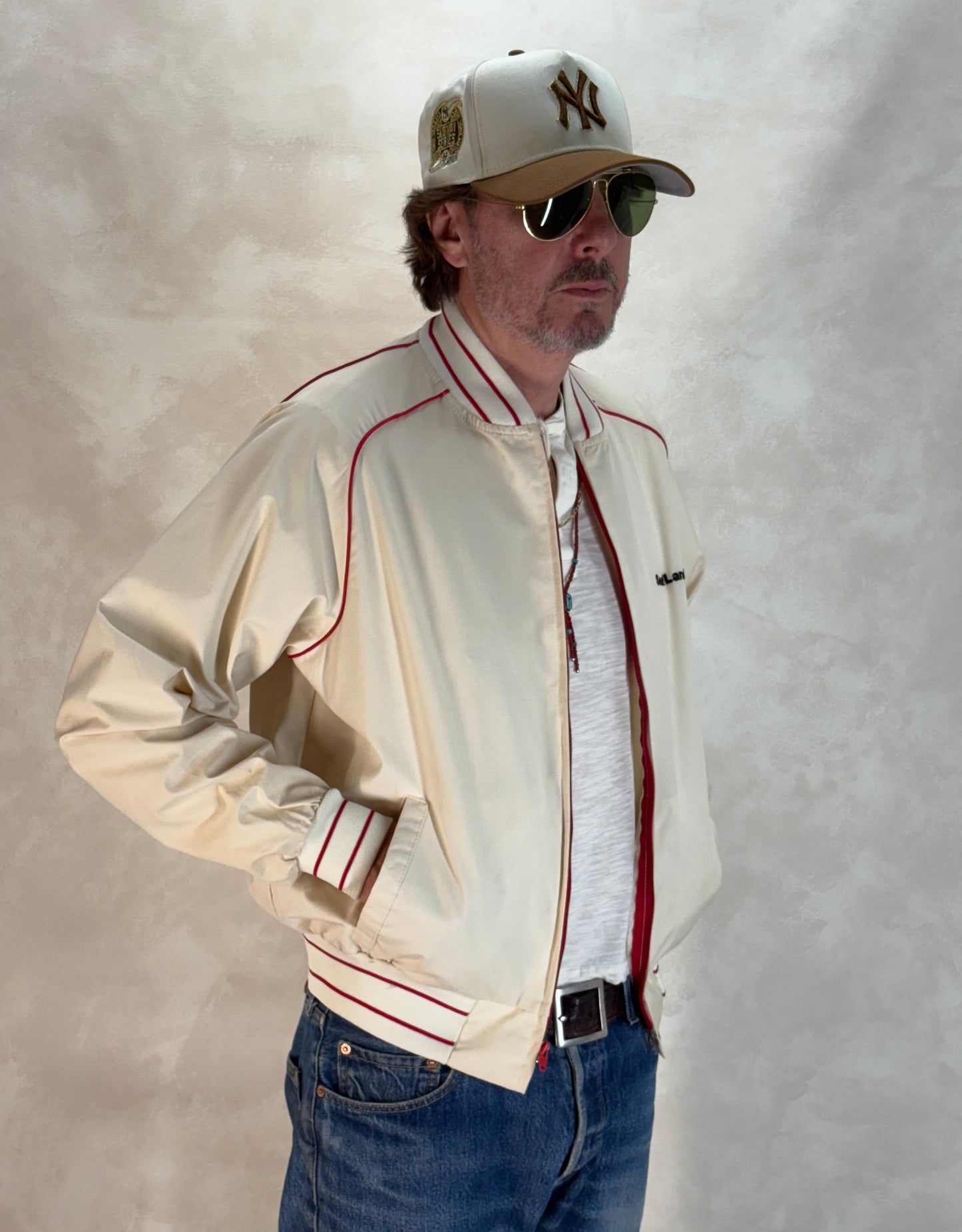 Size Large, Vintage 80s  Lightweight Cotton-Blend Zip Jacket. Made in USA