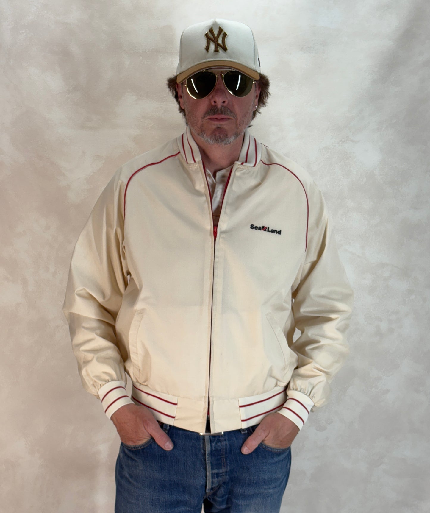 Size Large, Vintage 80s  Lightweight Cotton-Blend Zip Jacket. Made in USA