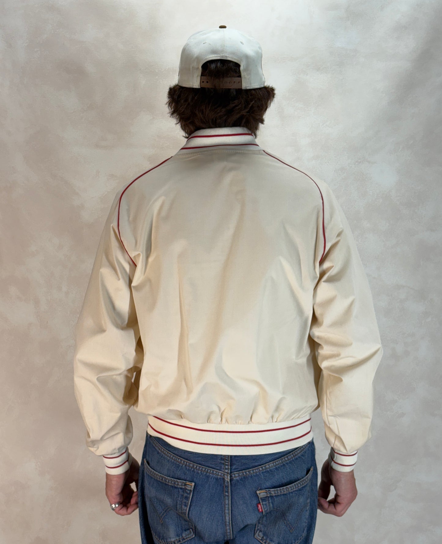 Size Large, Vintage 80s  Lightweight Cotton-Blend Zip Jacket. Made in USA
