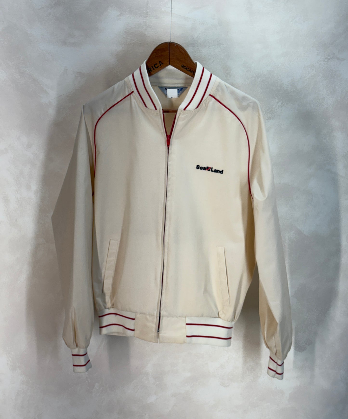 Size Large, Vintage 80s  Lightweight Cotton-Blend Zip Jacket. Made in USA