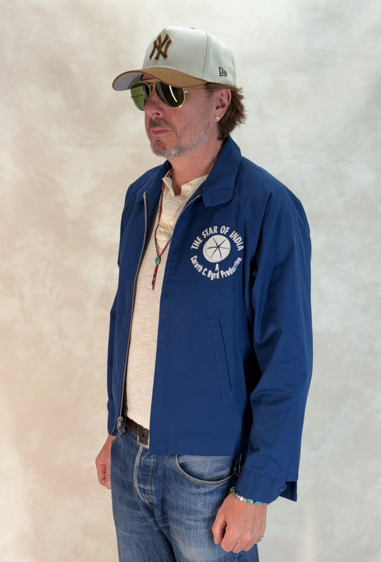 Size Med , 70s Vintage Lightweight Cotton-Blend Zip Jacket. Talon zipper