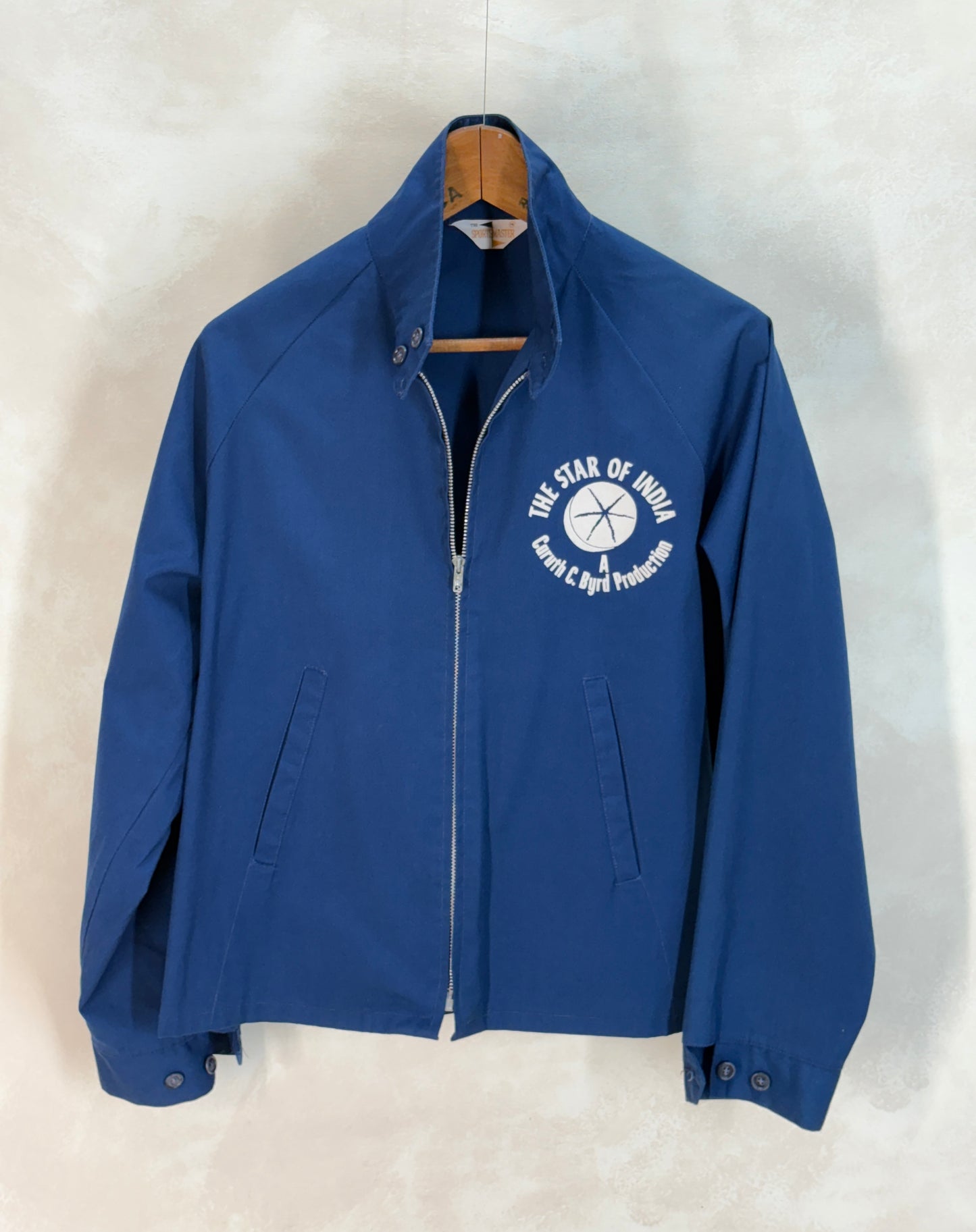 Size Med , 70s Vintage Lightweight Cotton-Blend Zip Jacket. Talon zipper