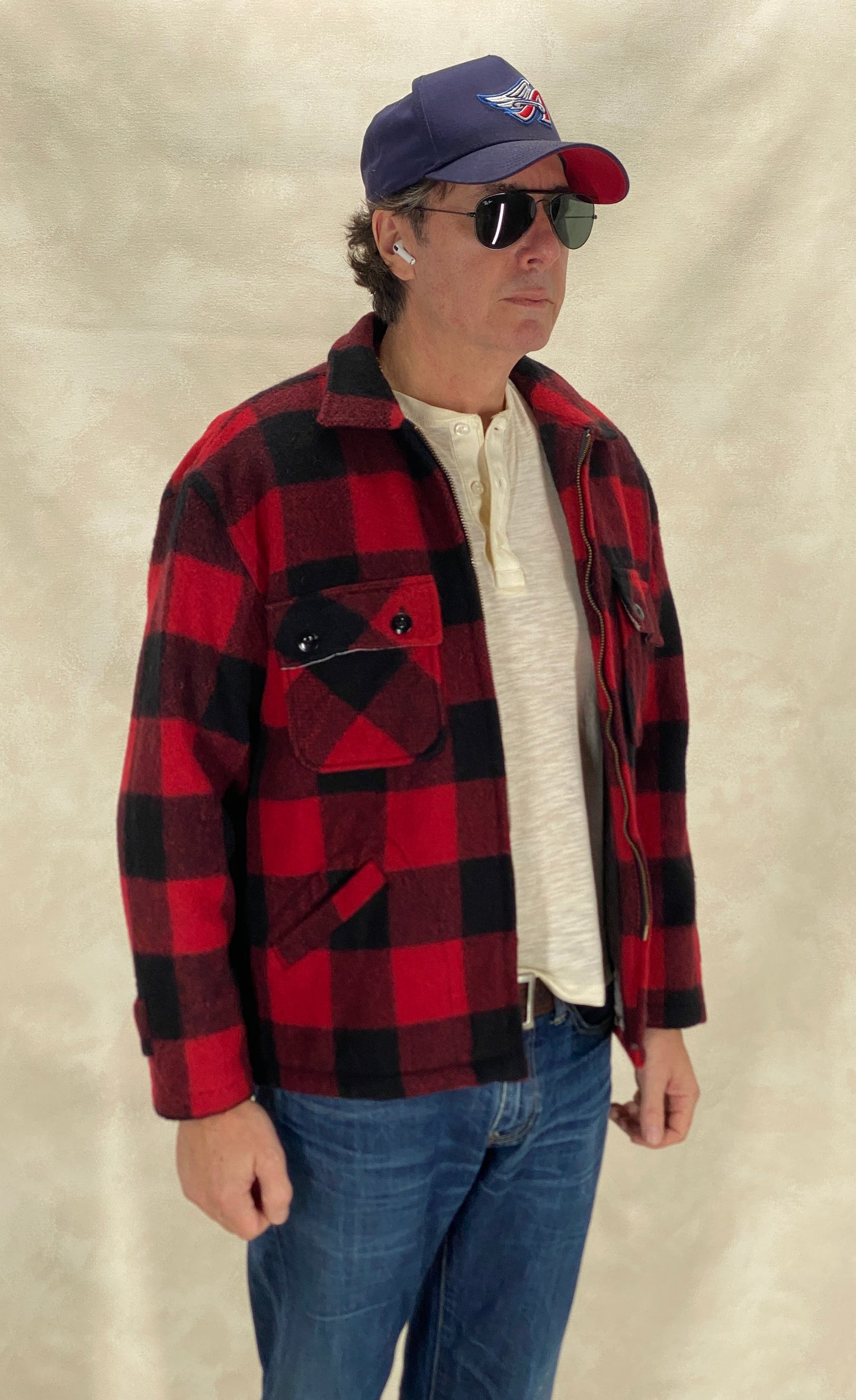 Vintage 60s 5 Brother Buffalo Plaid Wool Jacket | Size 42US / 52EU