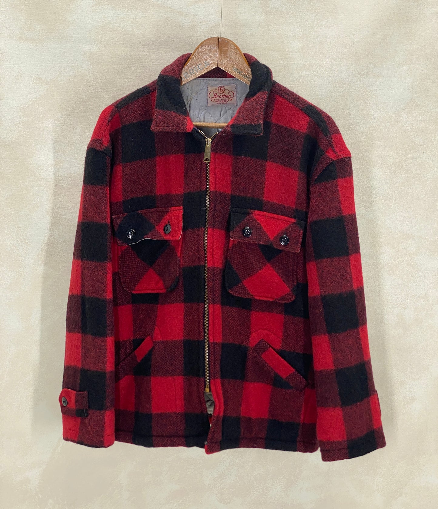 Vintage 60s 5 Brother Buffalo Plaid Wool Jacket | Size 42US / 52EU