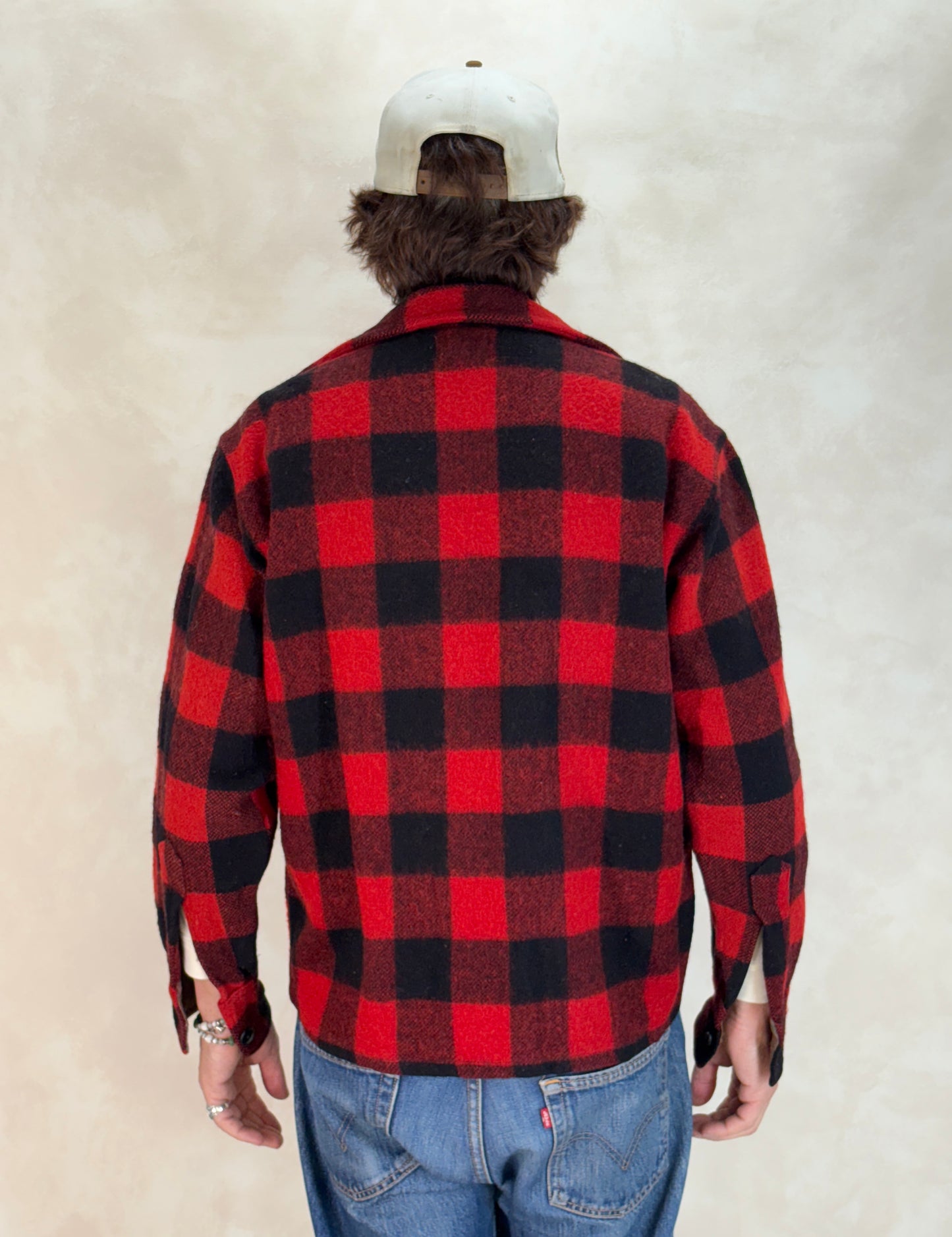 Size 40US / 50EU.  Authentic 50s USA-Made Heavyweight Wool Plaid Shirt