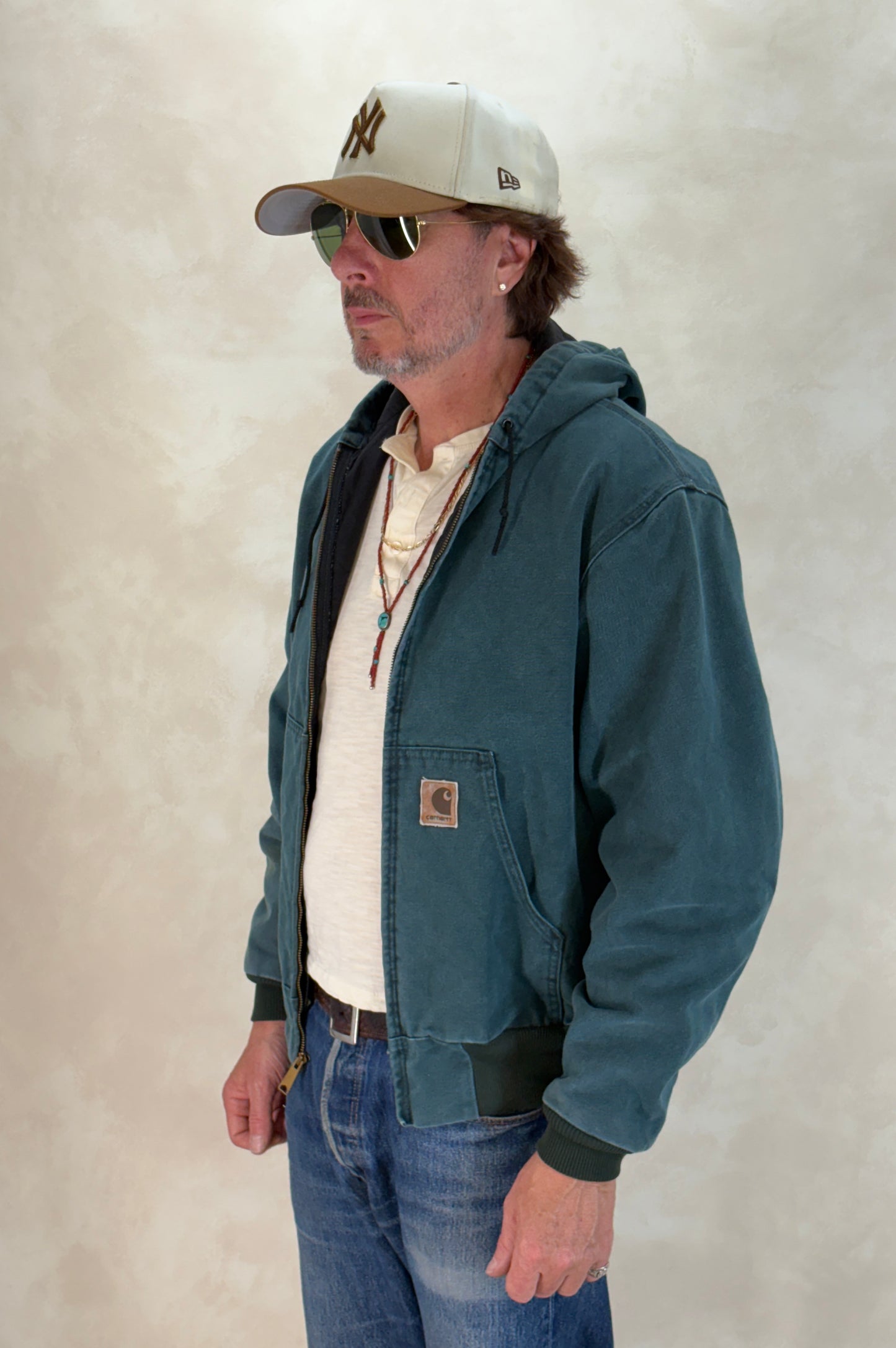 Size Med. 90s Green Vintage hooded Carhartt jacket Made in USA