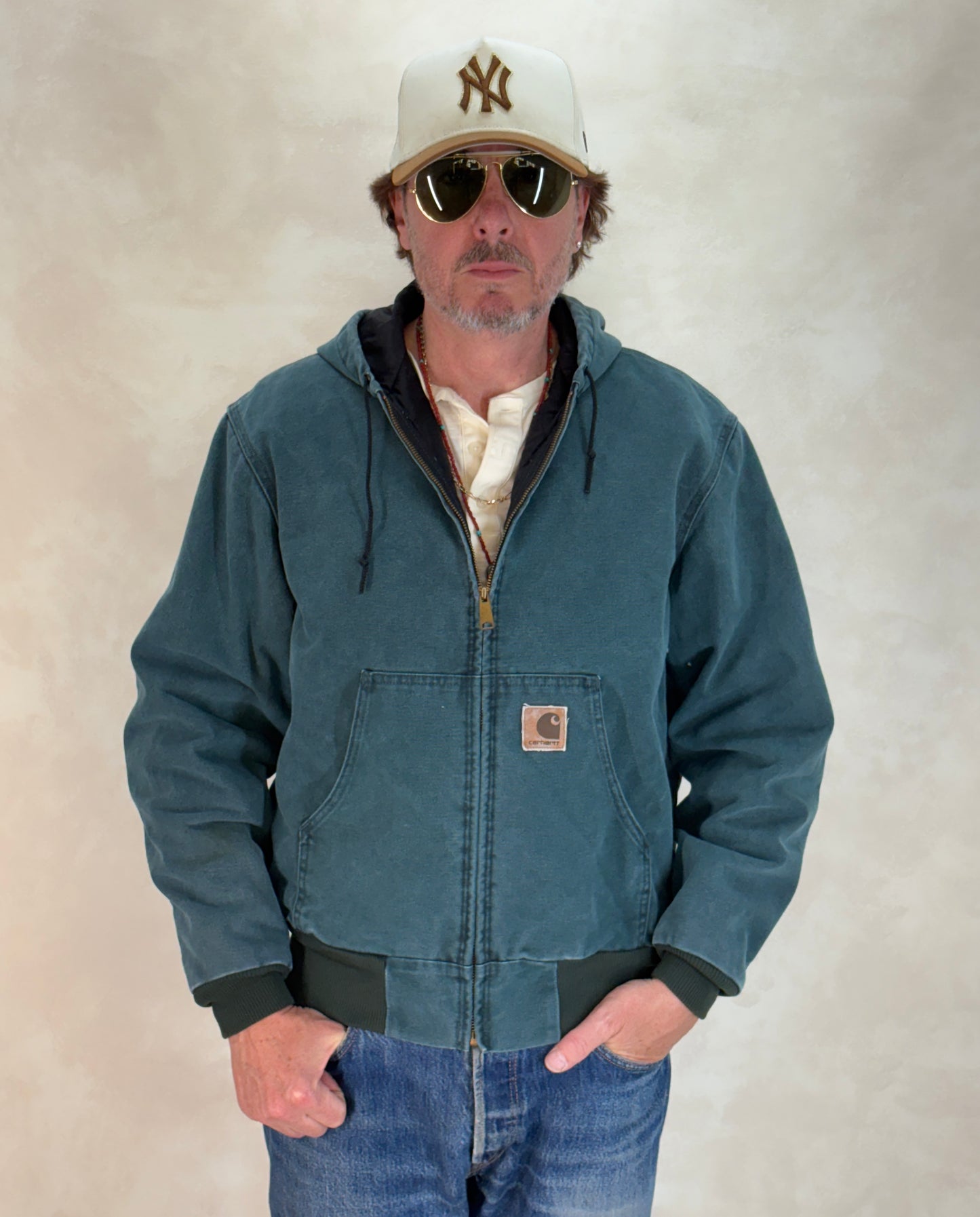Size Med. 90s Green Vintage hooded Carhartt jacket Made in USA
