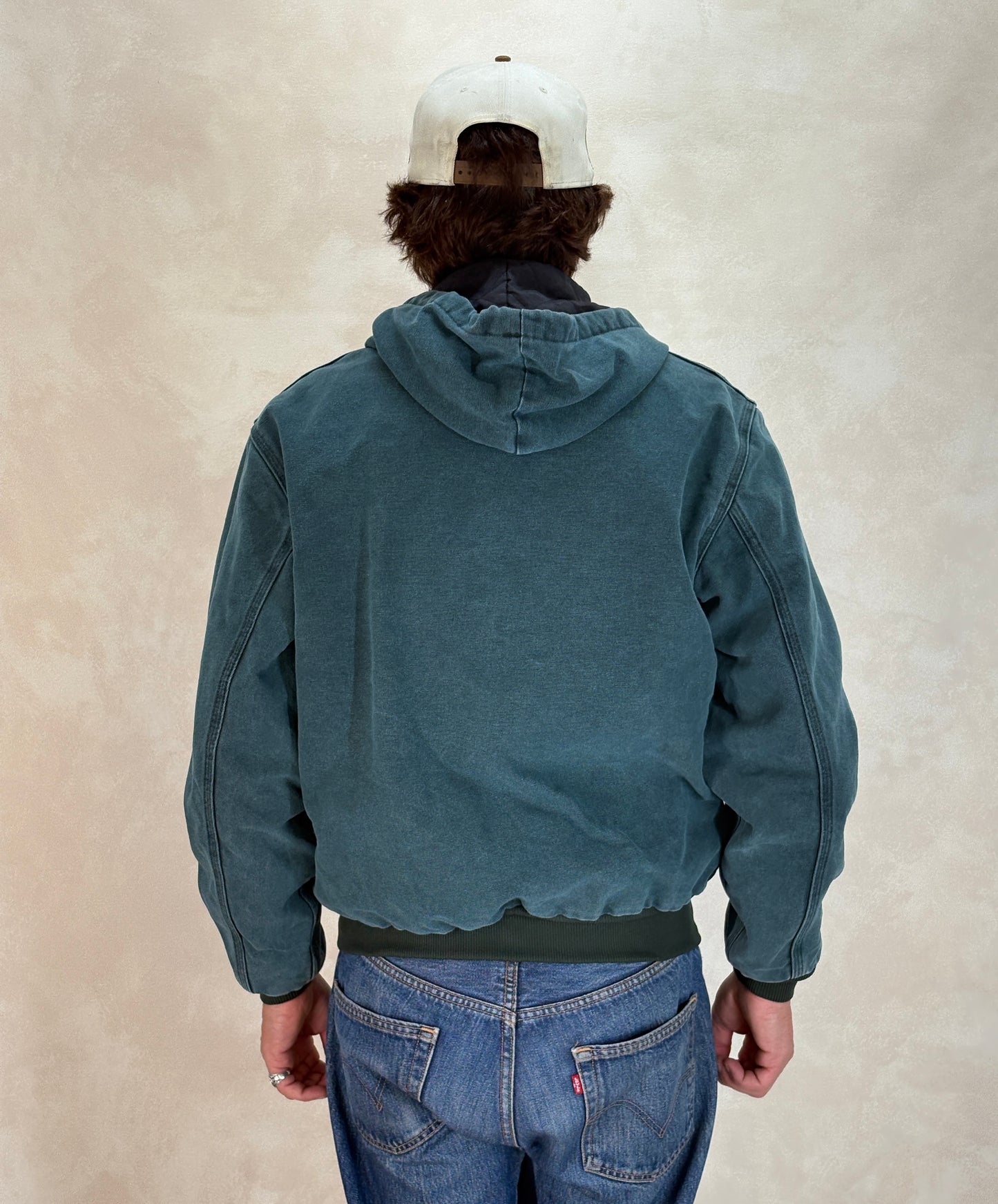 Size Med. 90s Green Vintage hooded Carhartt jacket Made in USA