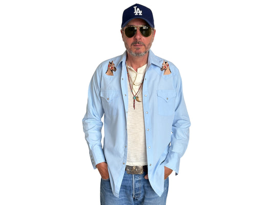 Size M. Authentic 70s Ely embroidered Western Shirt —