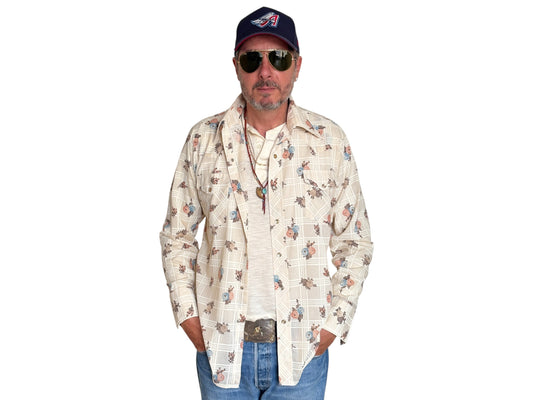 Size M. Authentic Vintage 70’s Sears Western Shirt — Floral print.