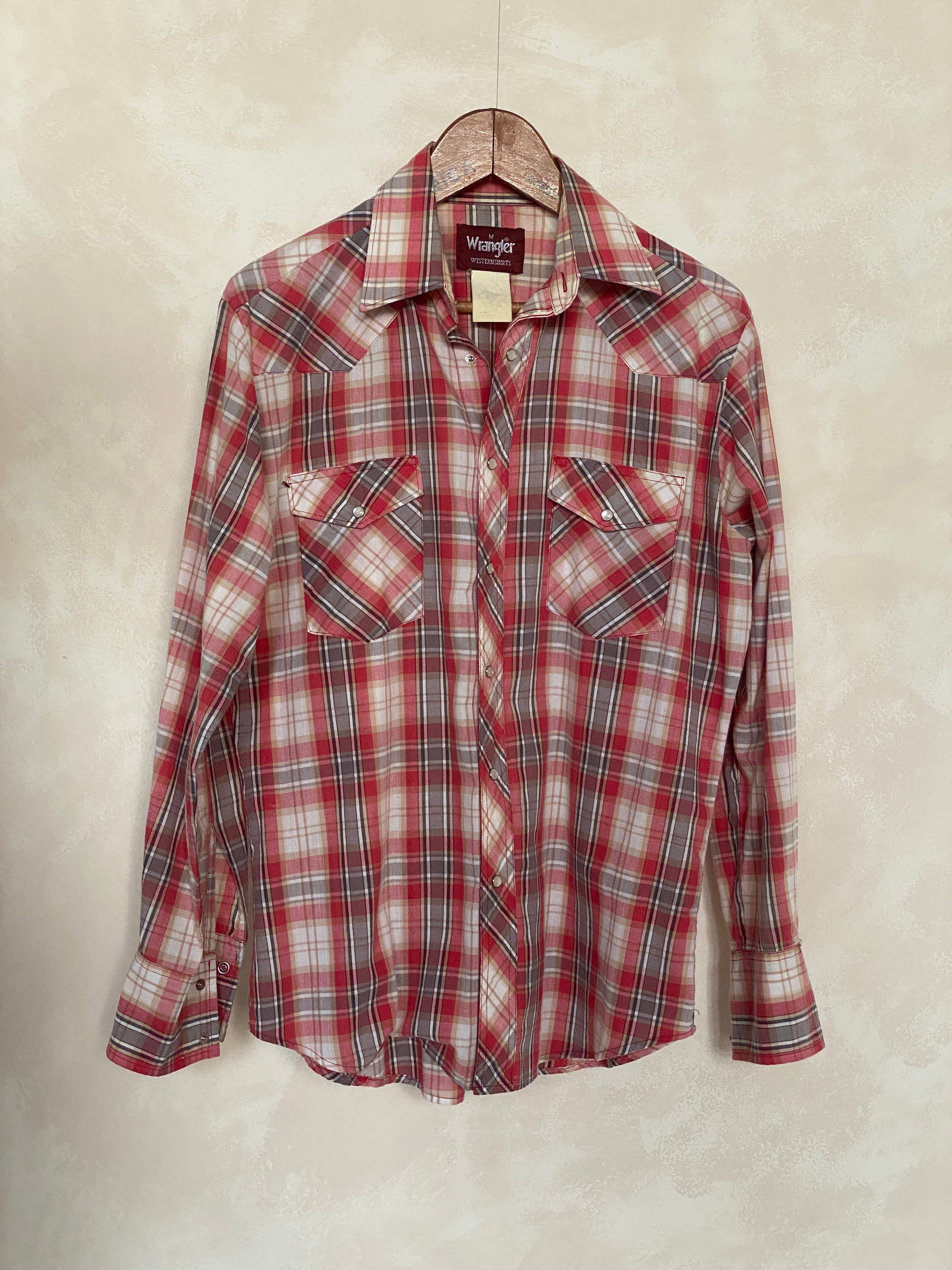 Med. Vintage 80’s plaid western Wrangler shirt