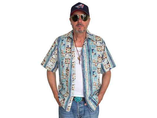 Large. Vintage 70s Hawaiian cotton shirt Made in USA