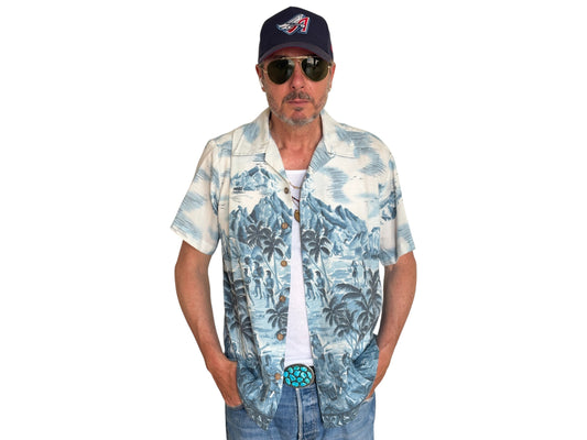 Large Vintage 70s Hawaiian Thin Cotton Shirt | Retro Island Style