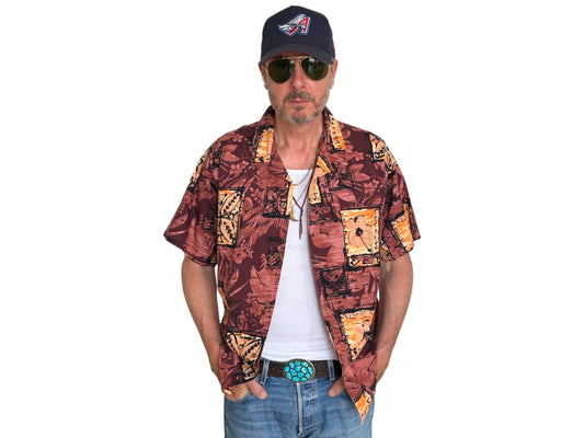 Size M. Vintage 80s Hawaiian cotton shirt made by Ocean Pacific