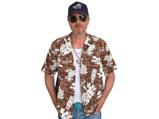Large. Vintage 80s Hawaiian cotton shirt Made in Hawaii
