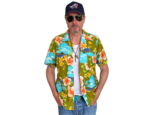 Vintage 70s Hawaiian Cotton Shirt Made in Hawaii | Size M