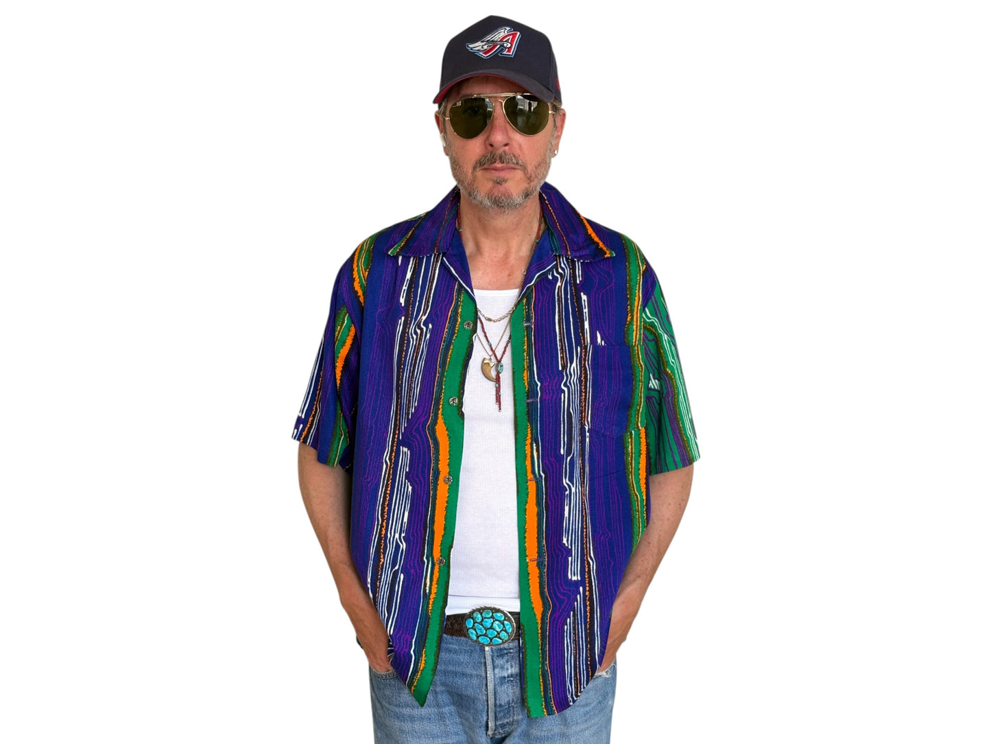 Size M. Vintage 70s Hawaiian cotton shirt made In Hawaii Alfred Shaheen
