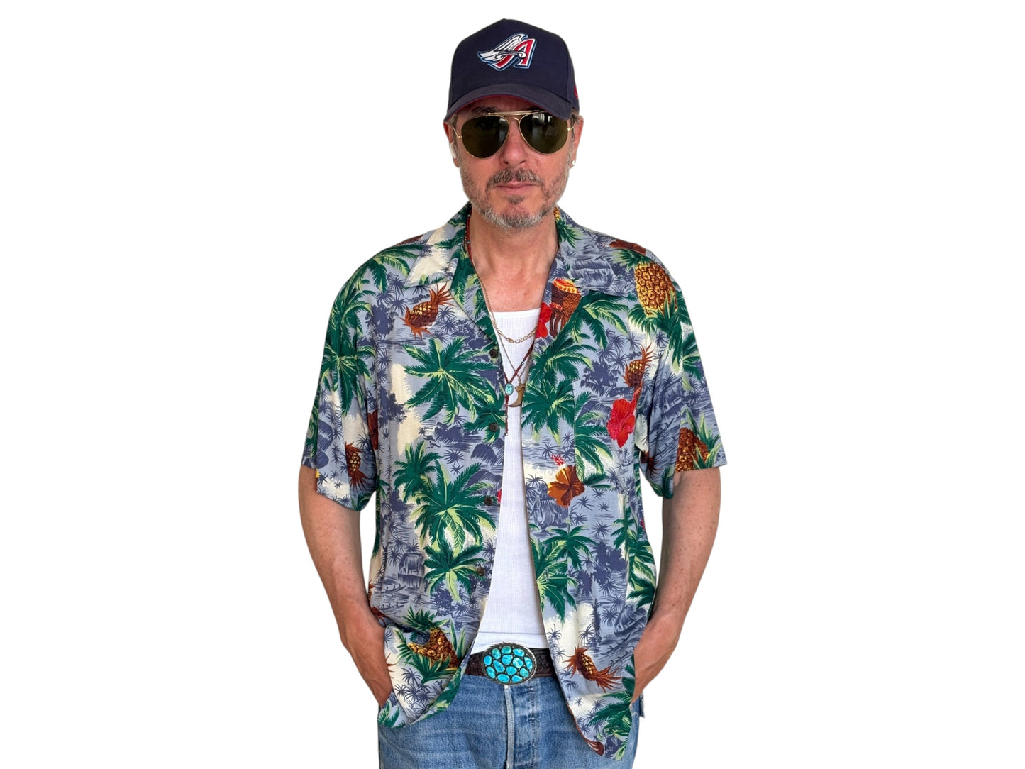 Vintage 90s Hawaiian Rayon Shirt by Utility | Size Medium