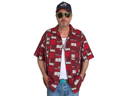 Large. Vintage 2000s Hawaiian barkcloth cotton shirt