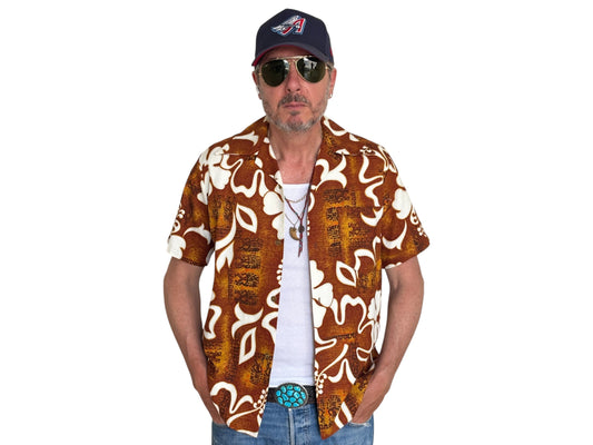 Vintage 60s Hawaiian Cotton Shirt Made in Hawaii | Size Medium