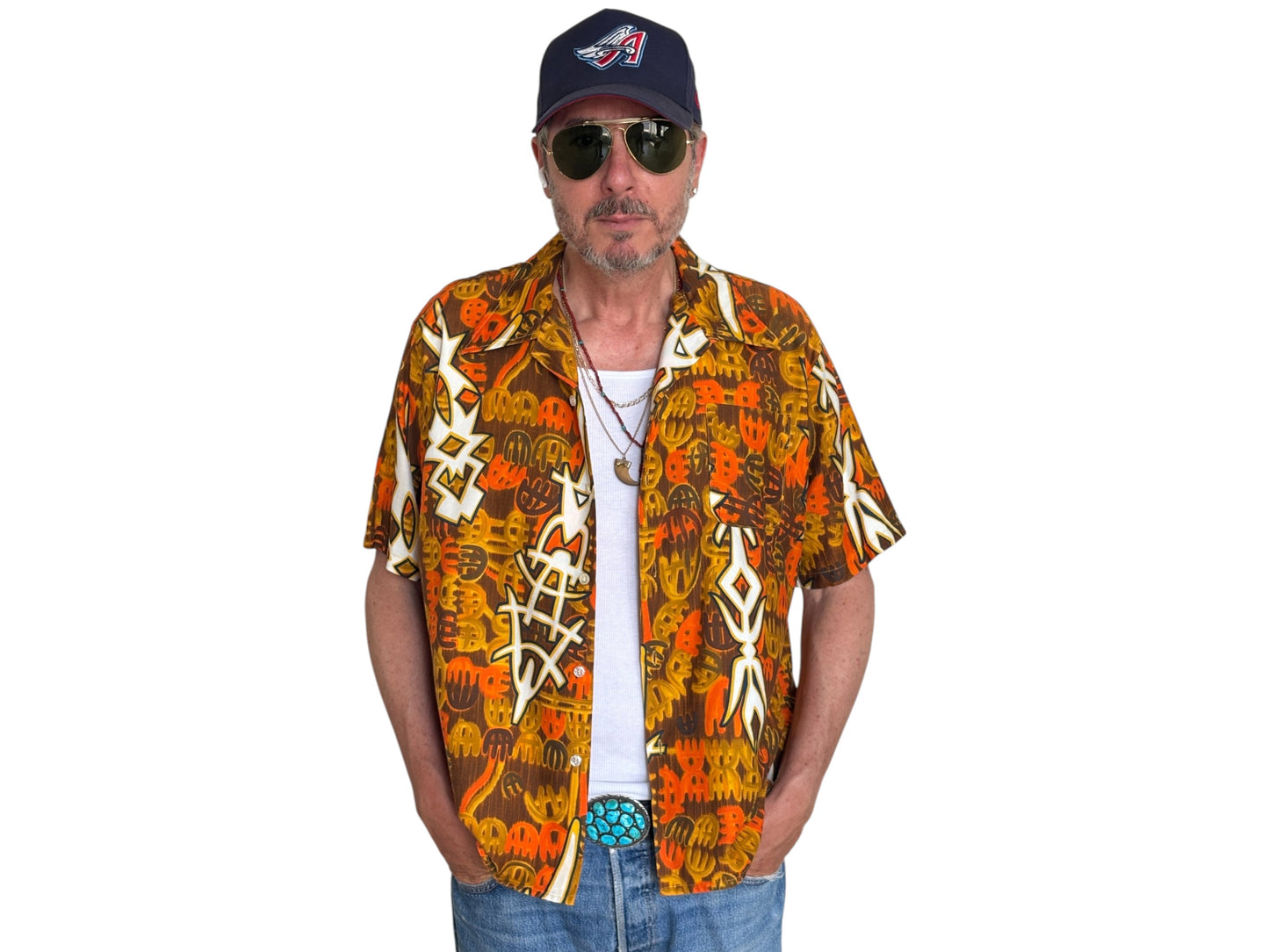 XLarge . Vintage 70s Hawaiian cotton shirt Made by Kauai