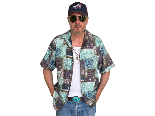 Vintage 60s Hawaiian Cotton Shirt - Size L, Made in USA by Go Bearfoot
