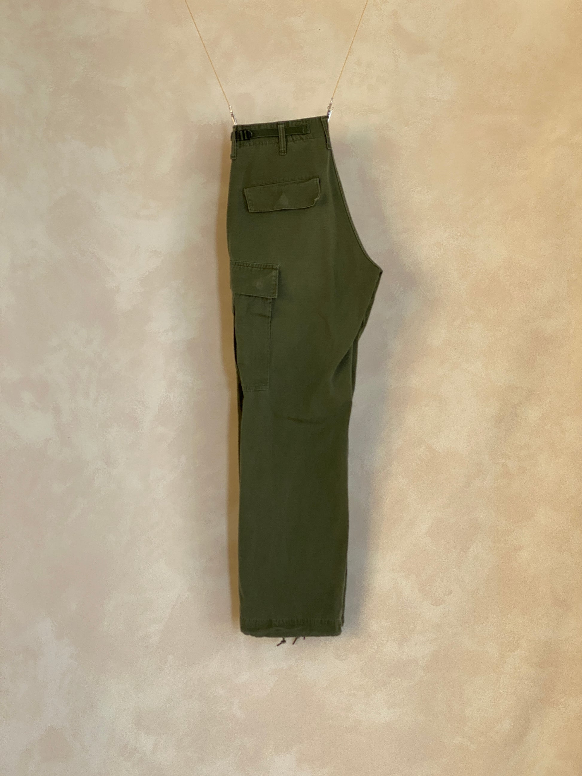 1968 authentic US Army Vietnam War era OG-107 jungle pants, size Small Regular.