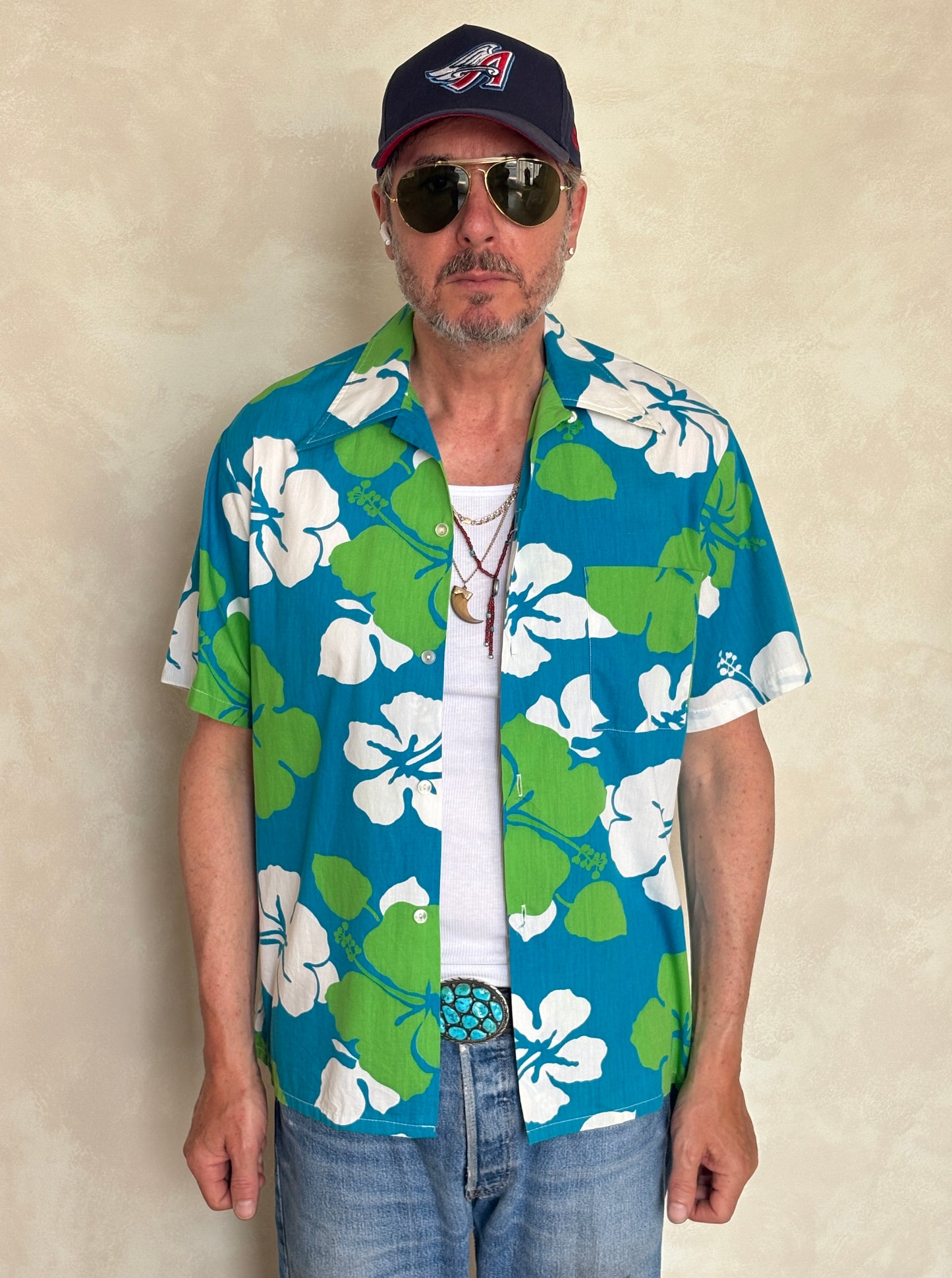 Vintage 60s Hawaiian Cotton Shirt Made in Hawaii | Size M