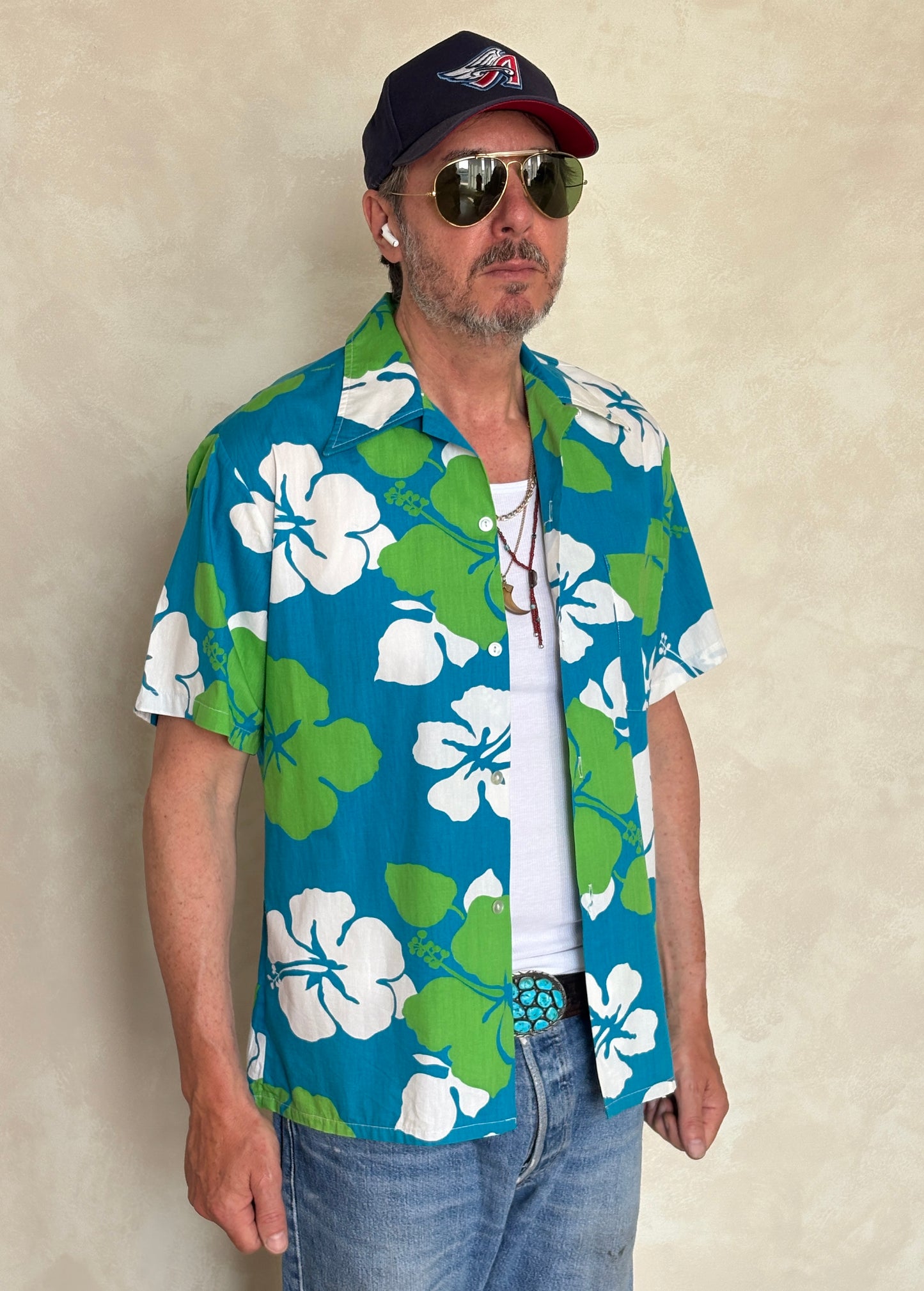 Vintage 60s Hawaiian Cotton Shirt Made in Hawaii | Size M
