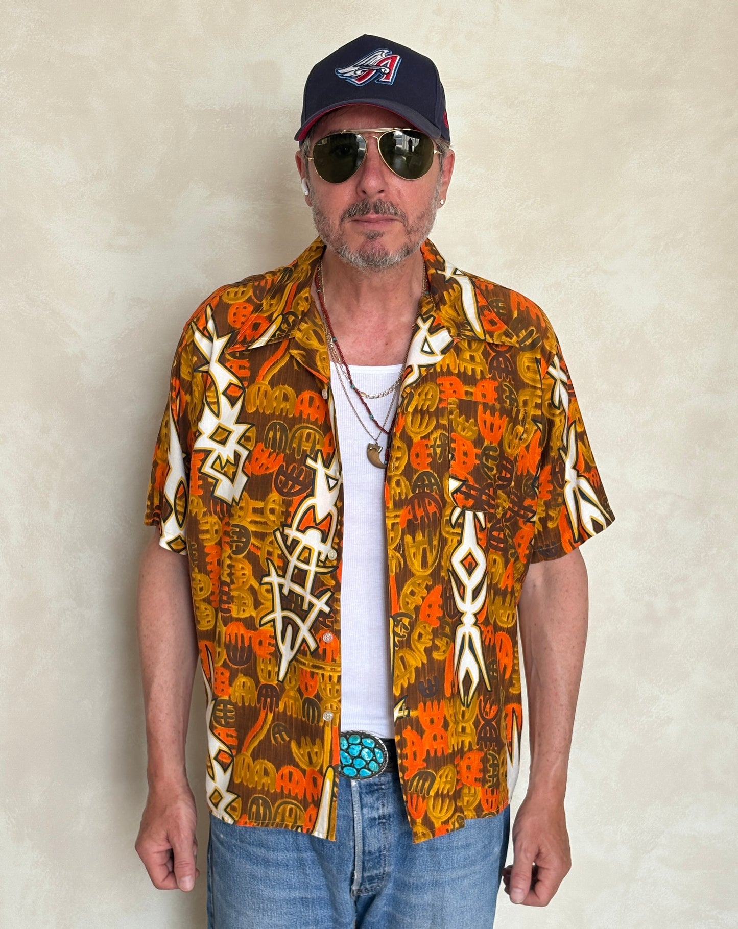 XLarge . Vintage 70s Hawaiian cotton shirt Made by Kauai