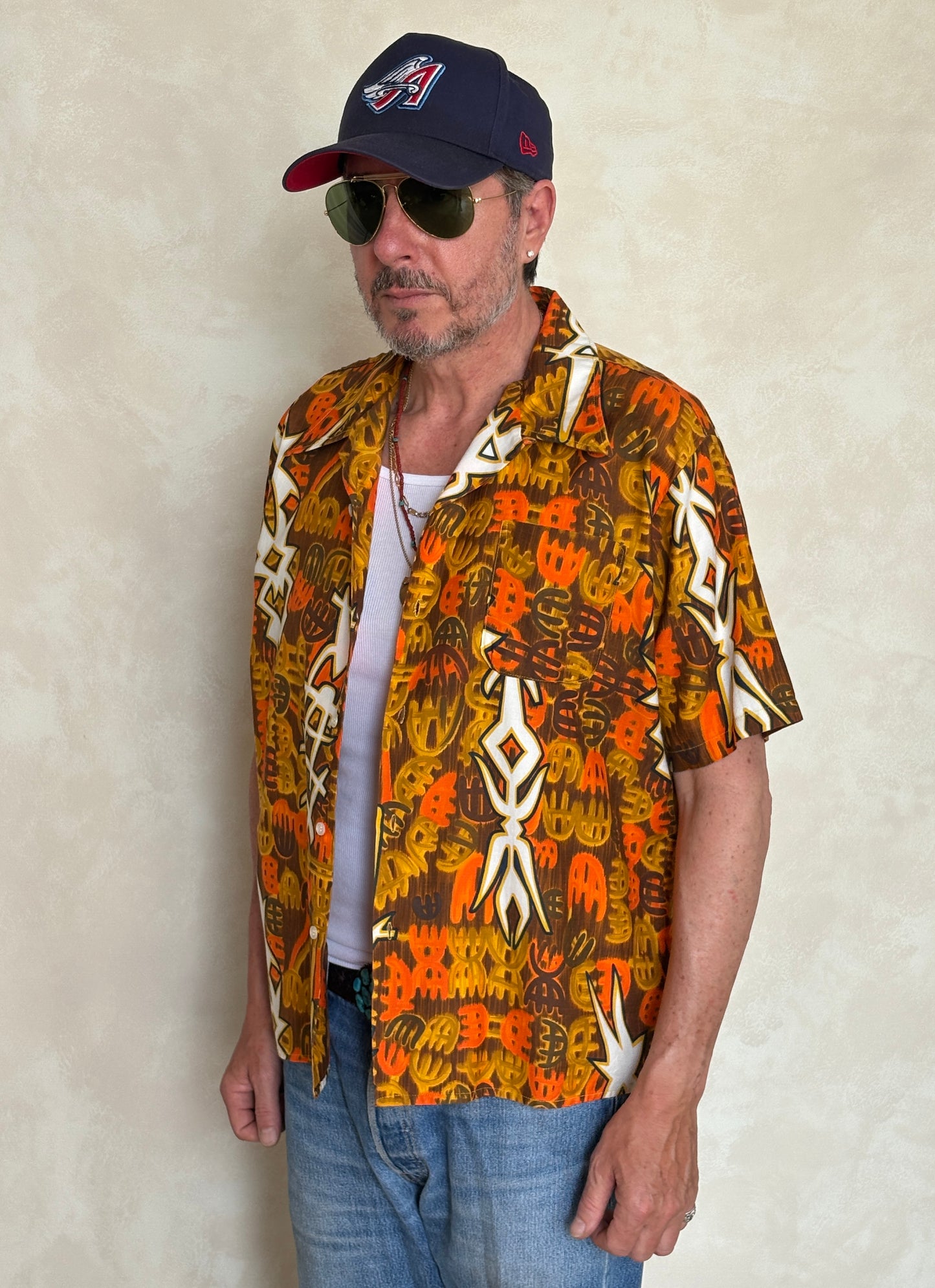 XLarge . Vintage 70s Hawaiian cotton shirt Made by Kauai